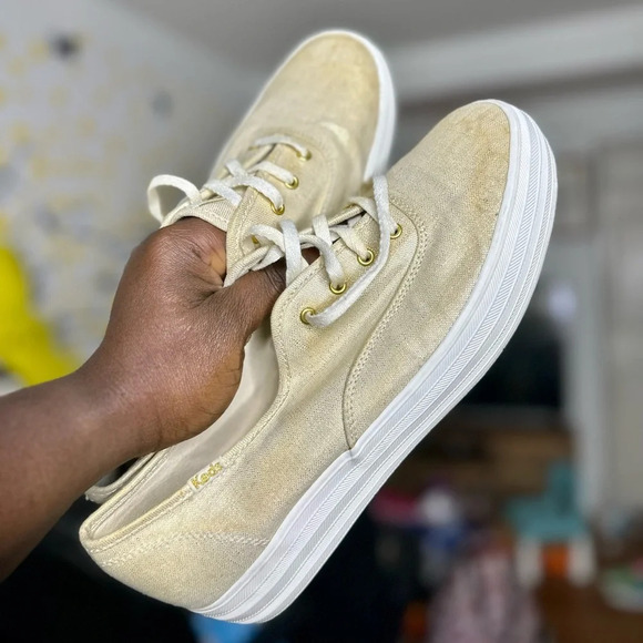 Keds Women’s The Platform Triple Metallic Gold Sneakers - Picture 14 of 16
